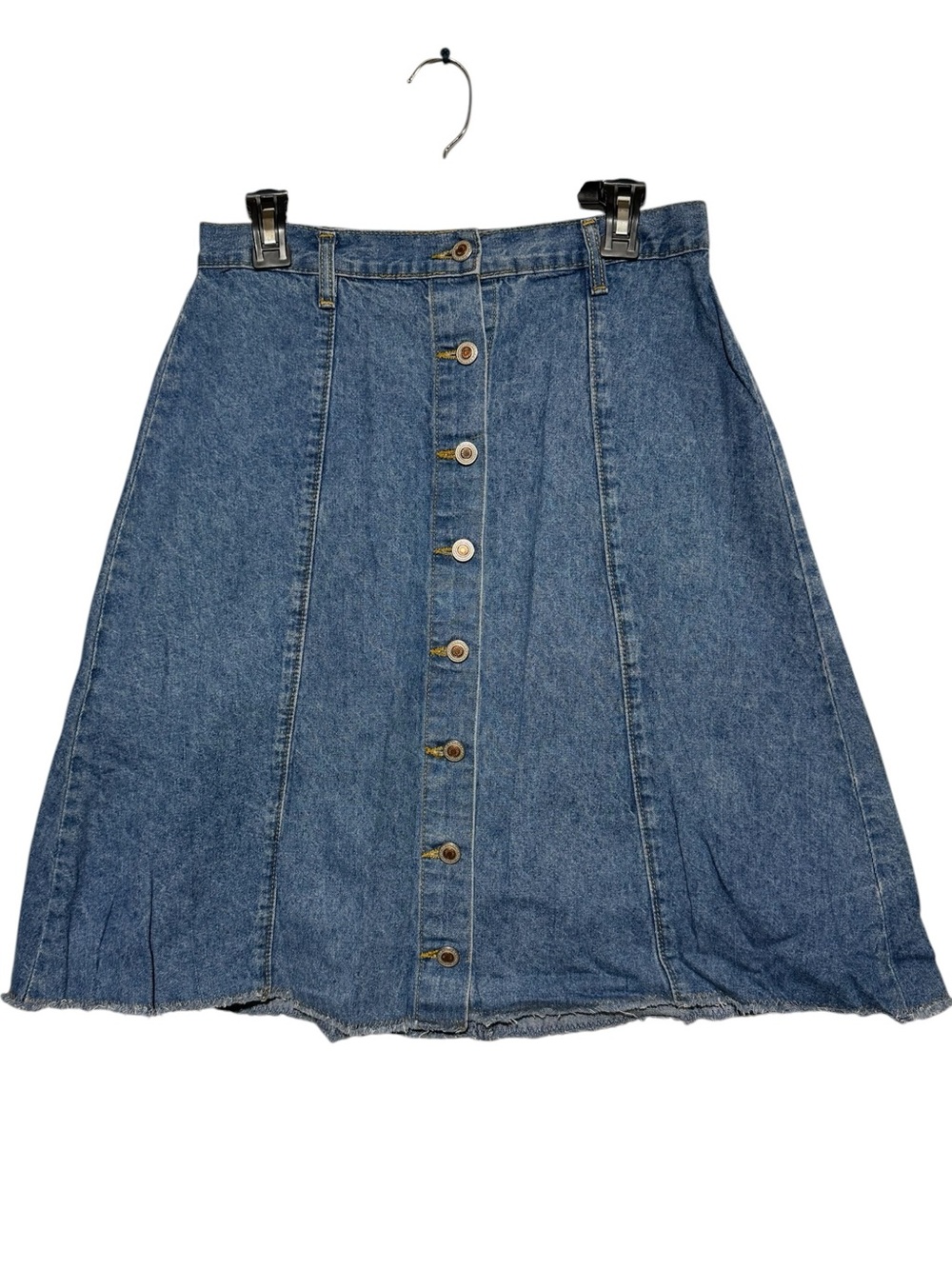 Vintage Ling Modest Denim Jean Skirt Size Medium Light Wash A-line Button Fromt
